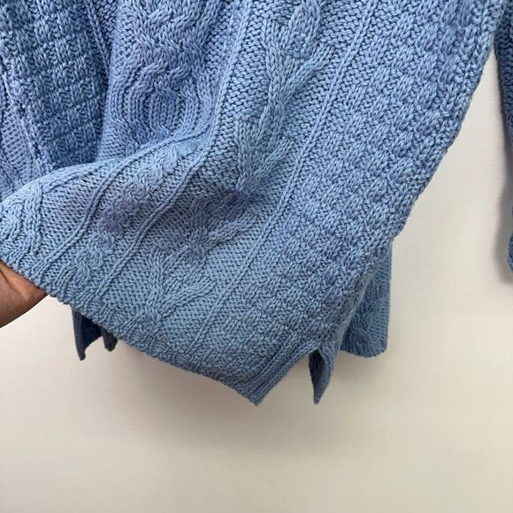 Aran Crafts Men’s Merino Wool Made in Ireland Light Blue Chunky Fisherman Knit S - Picture 7 of 11